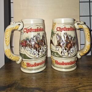 Budweiser Clydesdales Steins - Cream and Red